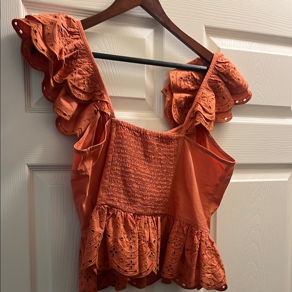 Express Orange Ruffled Blouse - Picture 5 of 5